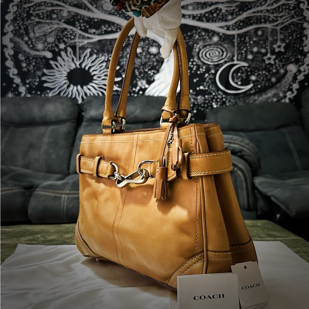 Vintage Coach tote bag shoulder bag Tan Leather 2007 - Picture 12 of 17
